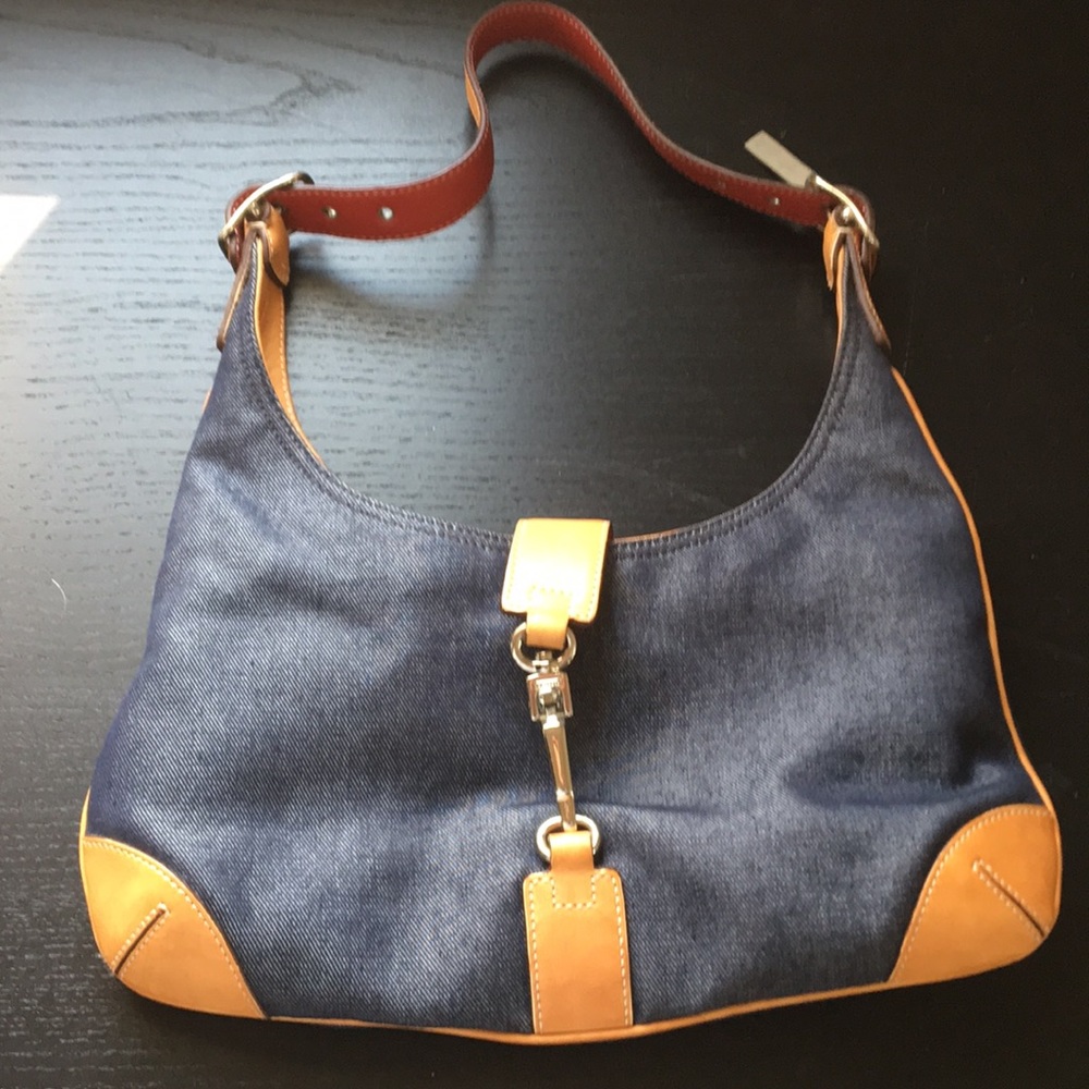 Vintage Coach denim and leather bag
